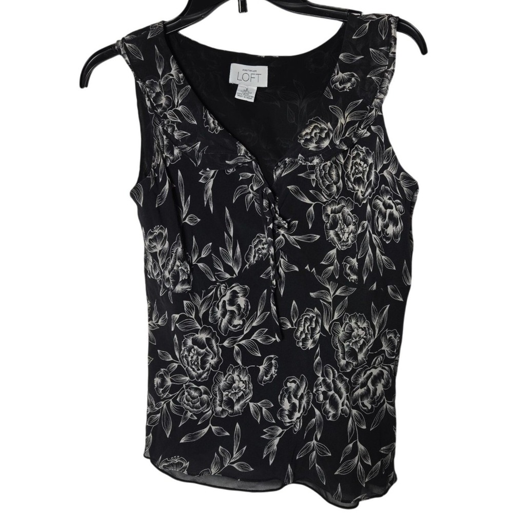 Ann Taylor Loft Silk Floral Sleeveless Tank Top 6 Y2K Babydoll Fairy Grunge Boho